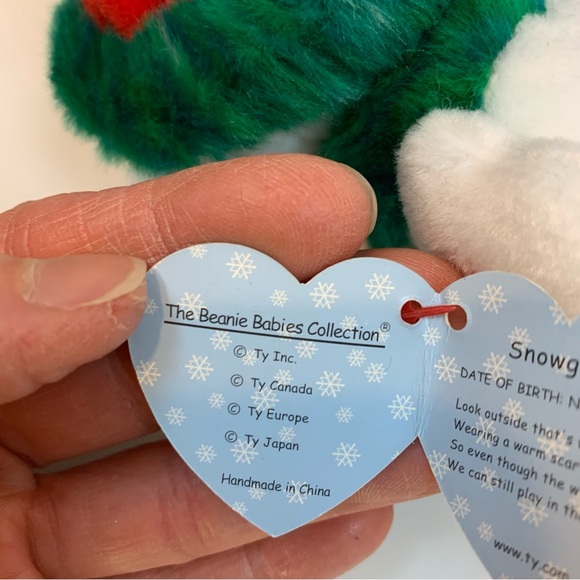 TY Snowgirl  Plush Toy - White, Red, and Green - Picture 9 of 12